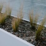 Moderne hoge plantenbakken van SEV in een stijlvolle tuinsetting, perfect voor het toevoegen van kleur en leven aan buitenruimtes.